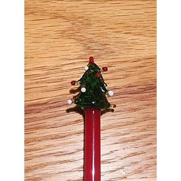 Vintage Hand Blown Swizzle Sticks Christmas Themed Glass Cocktail Stirrers - Picture 7 of 8